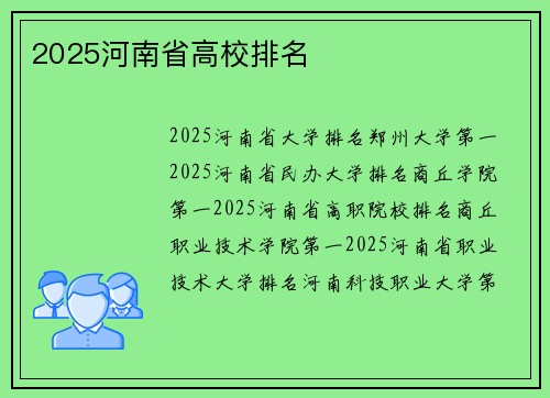 2025河南省高校排名
